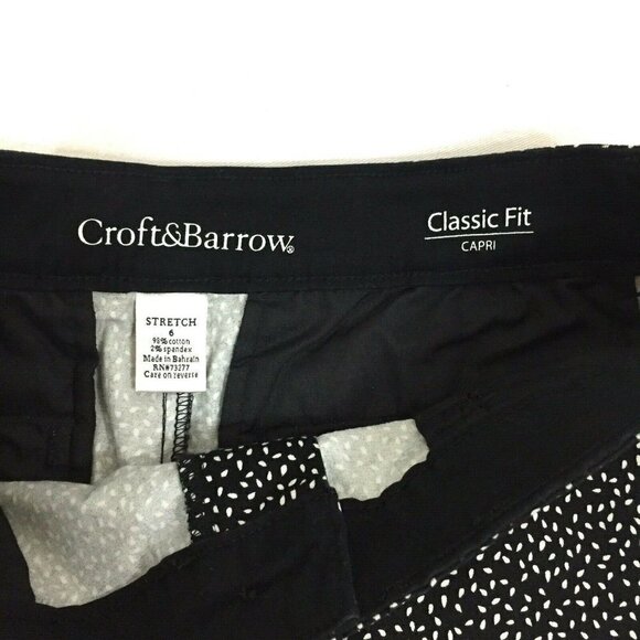 Croft & Barrow Women's size 6 Stretch Capris Cropped Pants Black White - Picture 6 of 7